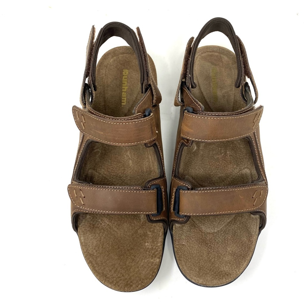 Dunham Spaulding Brook Men’s Brown Leather Three-Strap Sandals Size 15D - Picture 6 of 8
